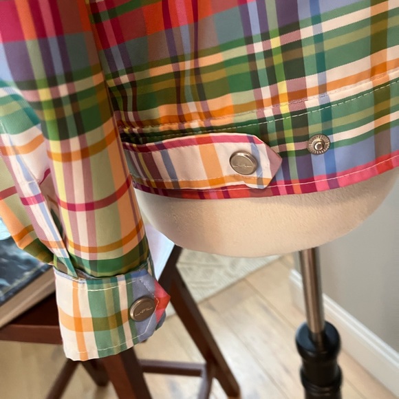 L-RL LAUREN ACTIVE Jacket Ralph Lauren Windbreaker Plaid Pastel - Picture 5 of 11